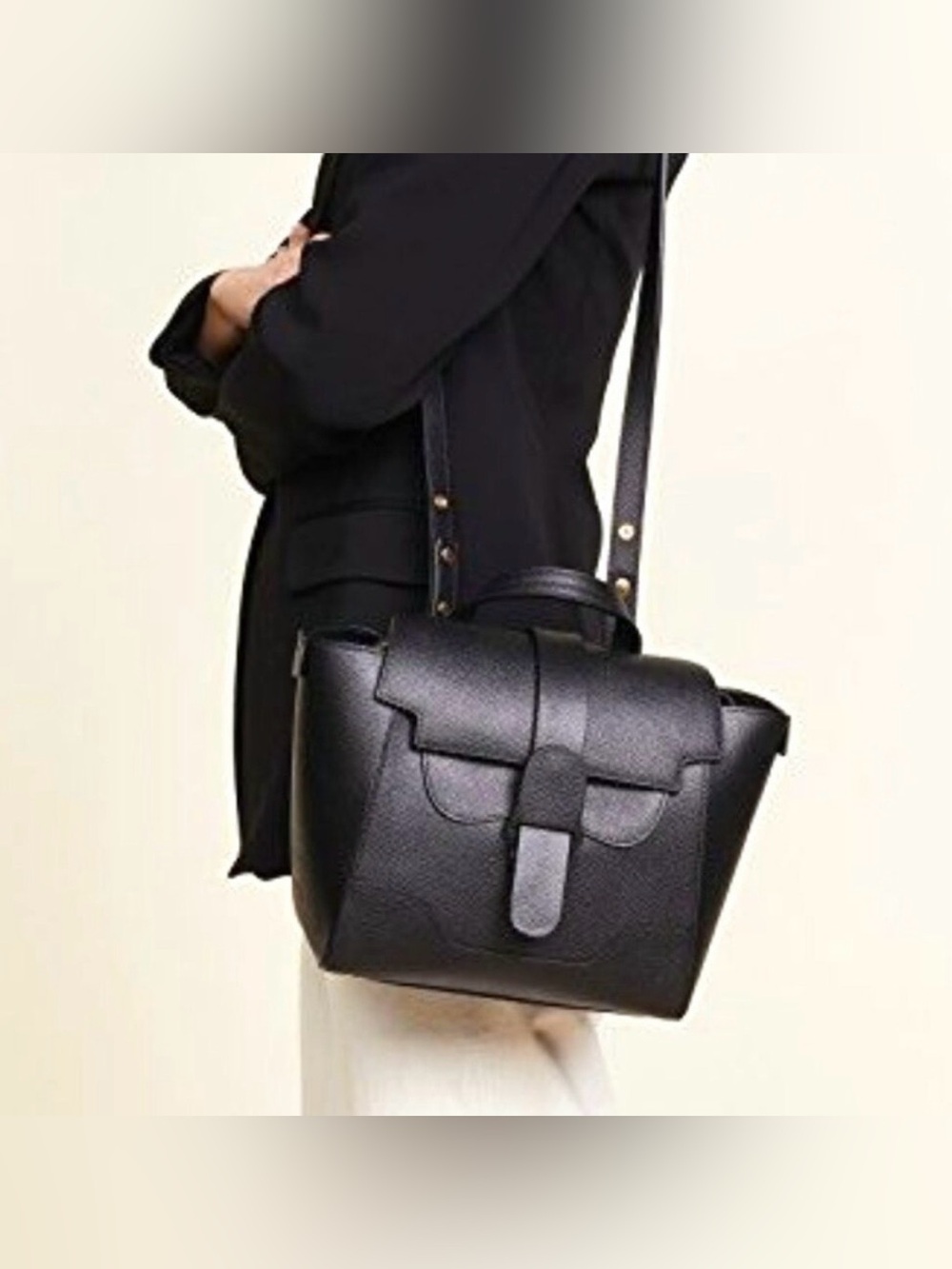 NwT SENREVE large Maestra bag in Mimosa black leather convertible work tote NEW